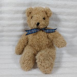 1992 Ty Classic Curly The Teddy Bear Vintage Plush Stuffed Animal Doll with Bow
